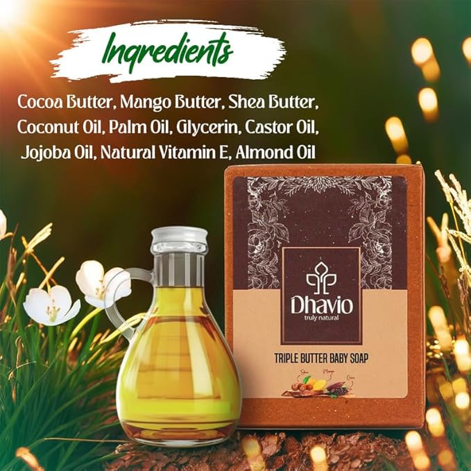 Dhavio Triple Butter Baby Soap – Ultra Moisturizing for Delicate Skin Dhavio