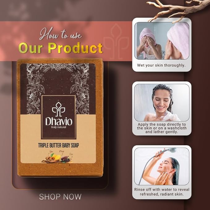 Dhavio Triple Butter Baby Soap – Ultra Moisturizing for Delicate Skin Dhavio