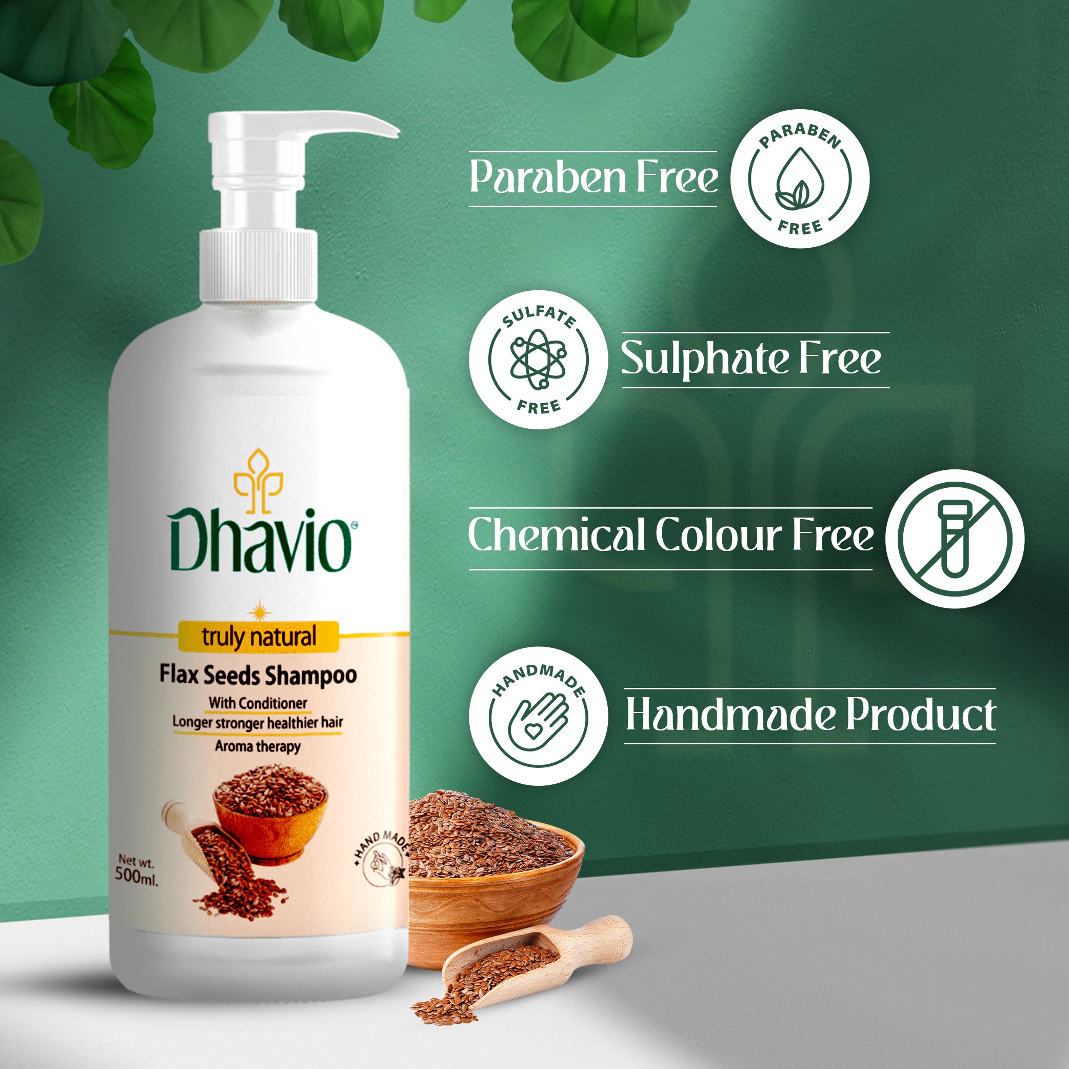 Dhavio Flaxseed Shampoo ingredients, flaxseed and Vitamin E