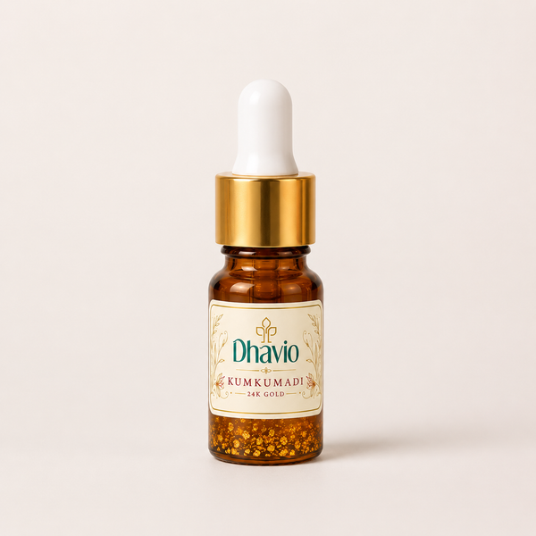 Dhavio Kumkumadi 24K Gold Face Serum – saffron Ayurvedic face serum with 24K gold flakes, 10ml