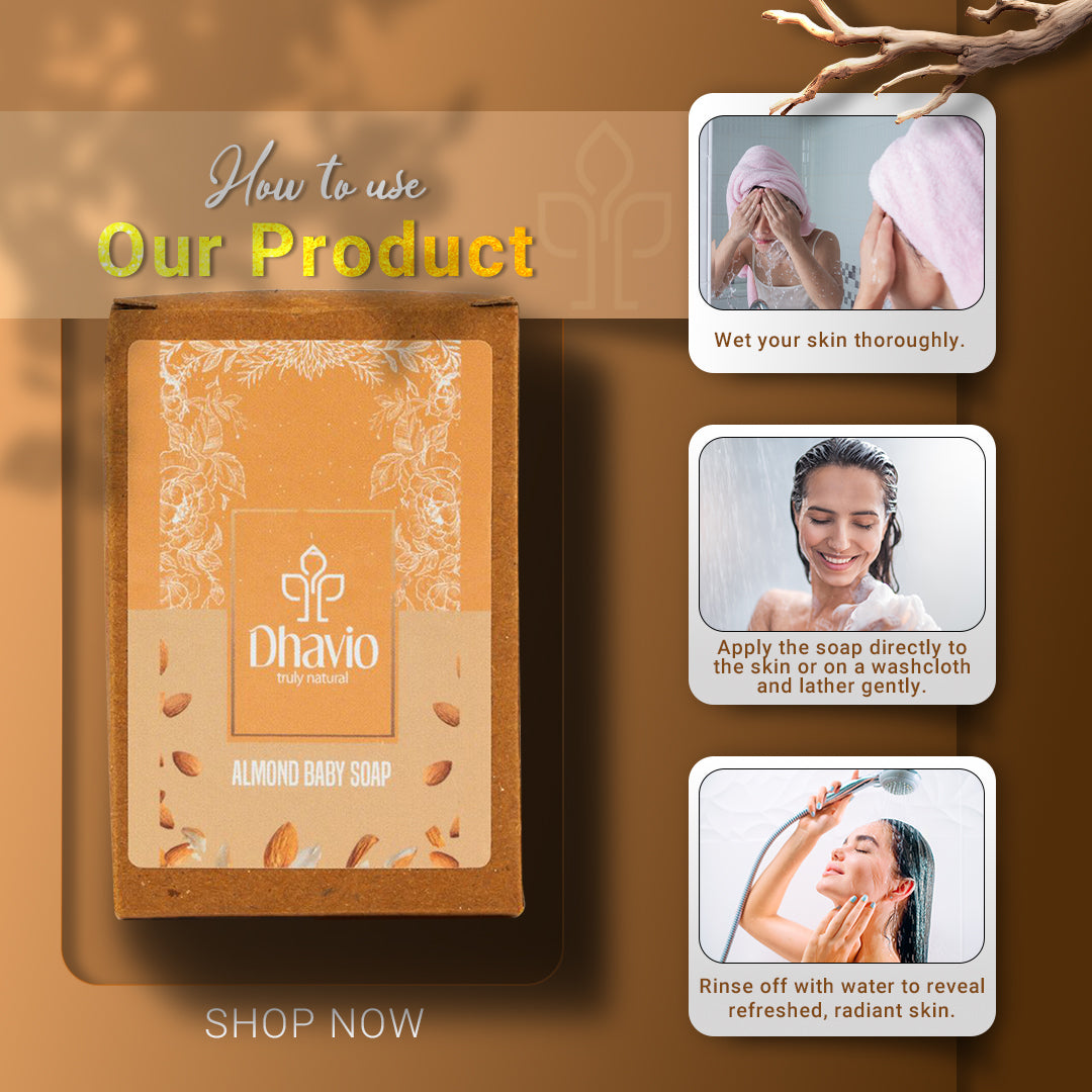 Almond Baby Soap with Almond Powder & Jojoba Oil for Sensitive Skin – 100g