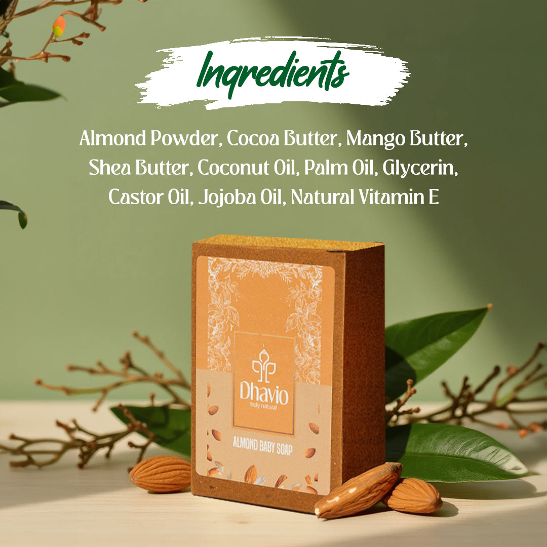 Almond Baby Soap with Almond Powder & Jojoba Oil for Sensitive Skin – 100g
