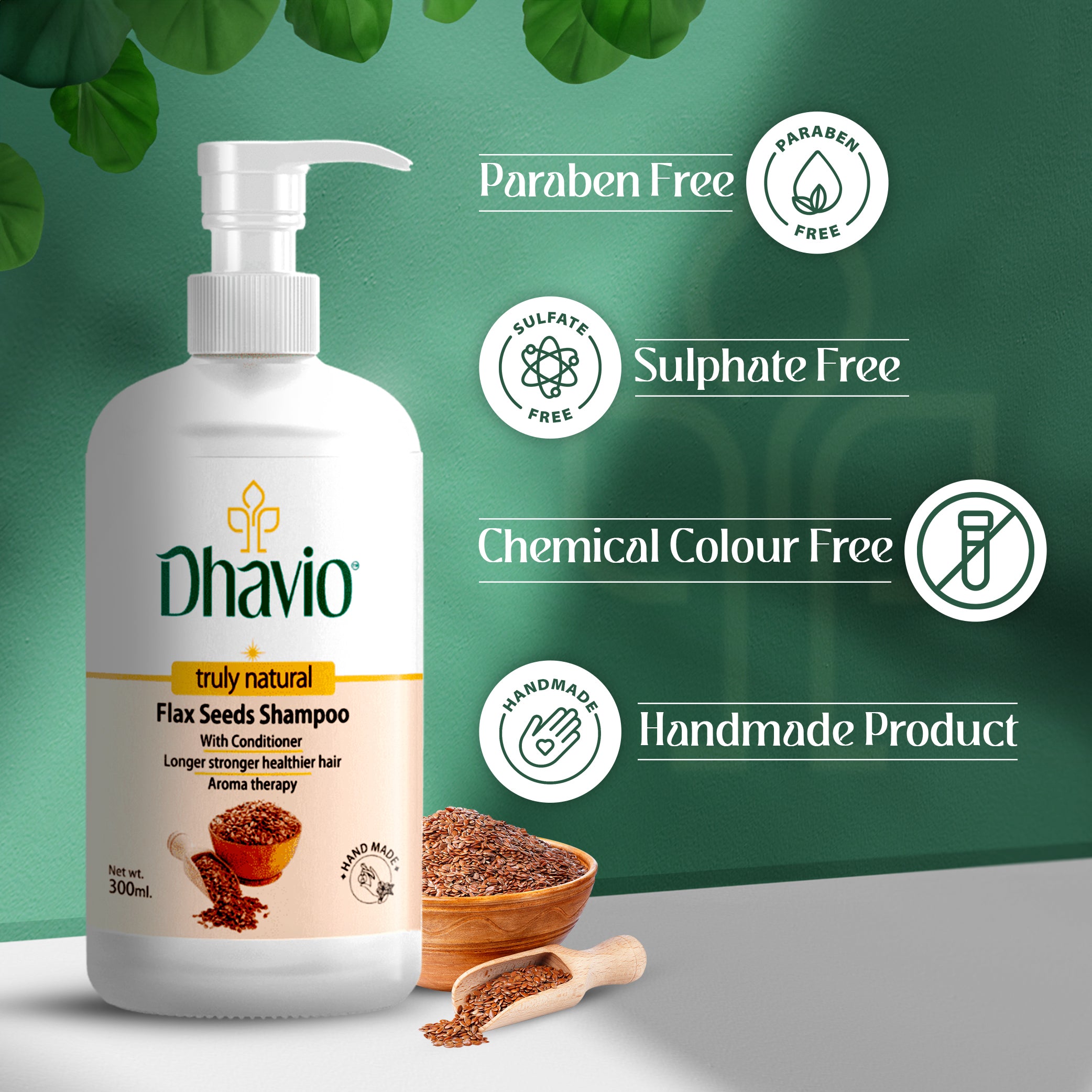 Flaxseed Shampoo with Flaxseed Gel & Vitamin E for Smooth Shiny Hair – 300ml