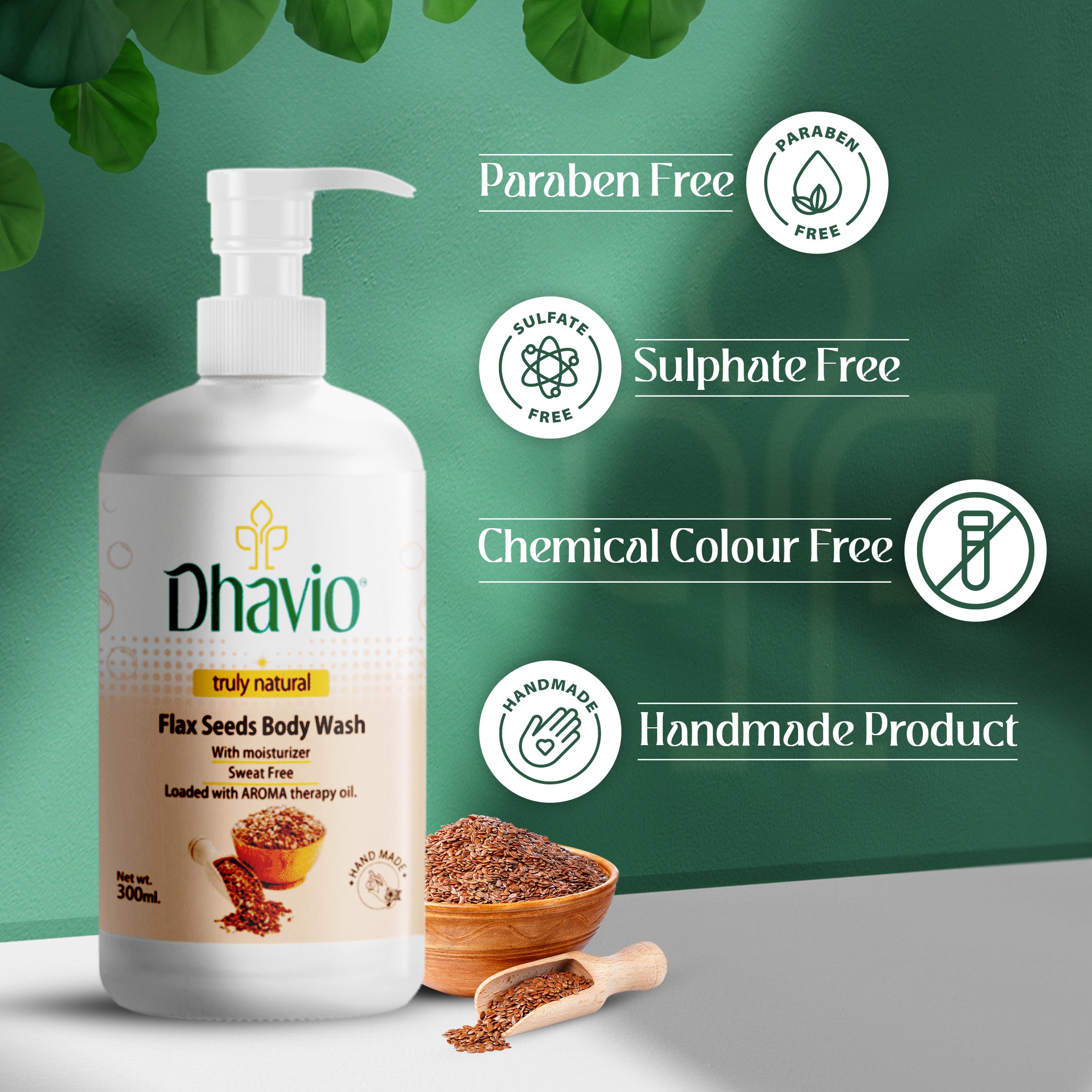 Flaxseed Body Wash with Flaxseed Gel & Vitamin C for Stretch Mark Reduction – 300ml