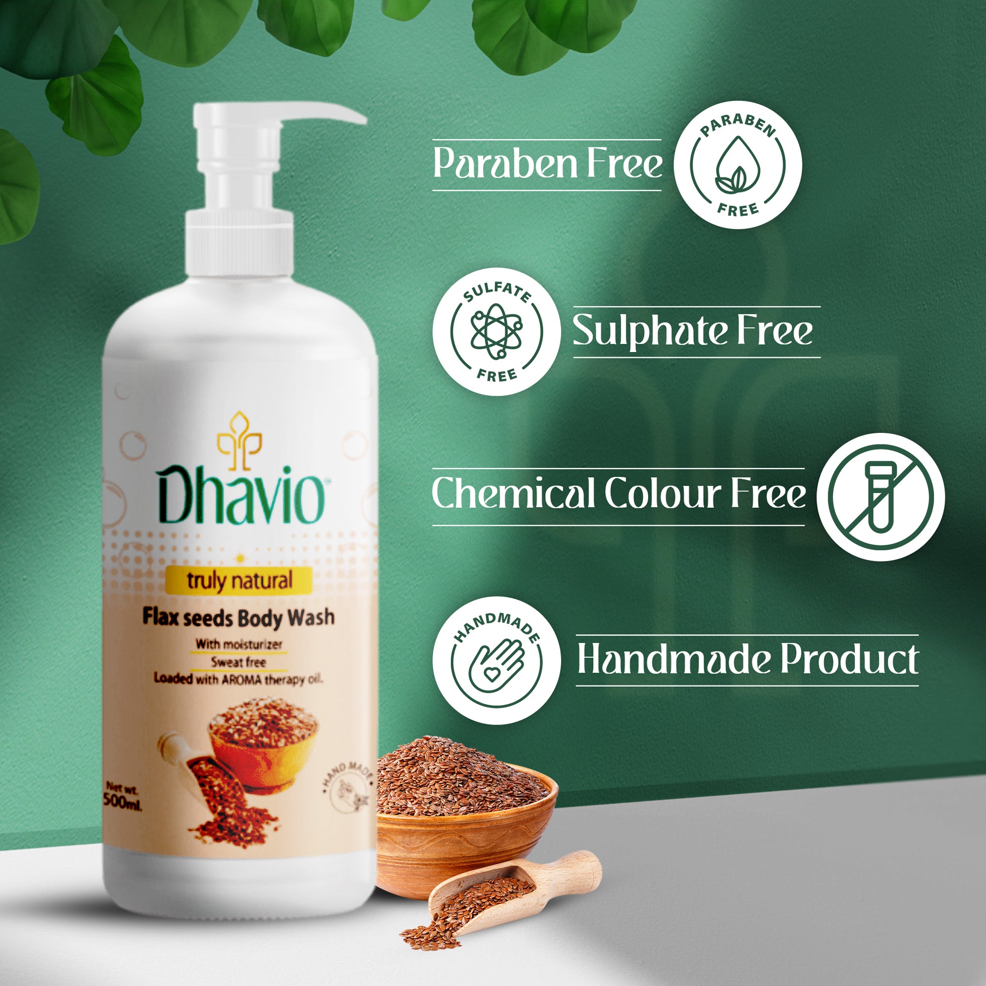 Flaxseed Body Wash with Flaxseed Gel & Vitamin C for Soft Skin – 500ml