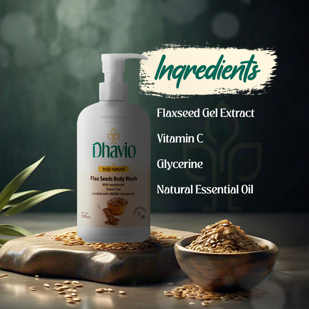 Flaxseed Body Wash with Flaxseed Gel & Vitamin C for Stretch Mark Reduction – 300ml