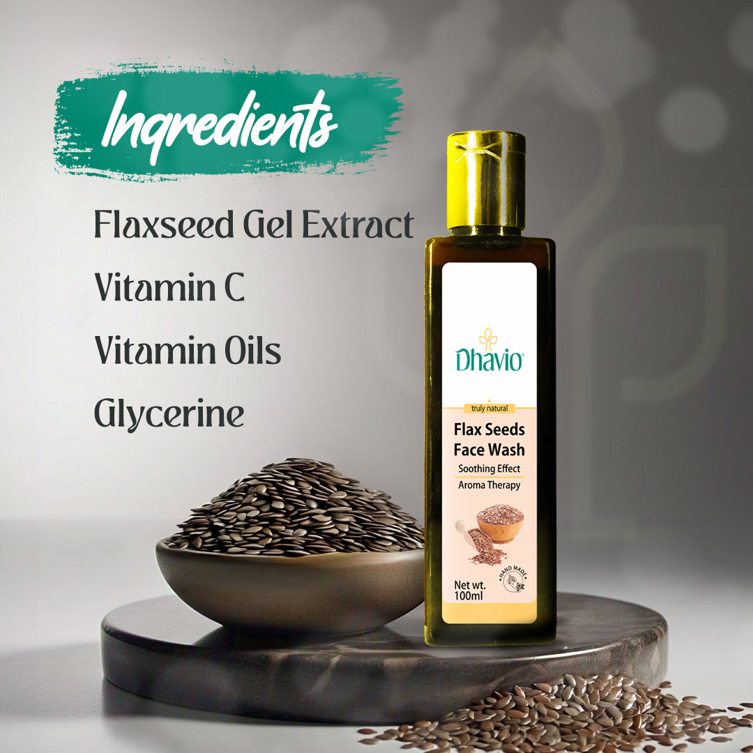 Flaxseed Face Wash with Flaxseed Gel & Vitamin C for Dry Skin Hydration – 100ml