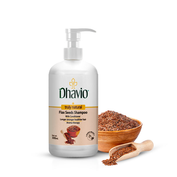 Dhavio Flaxseed Shampoo 300 ml bottle on white background