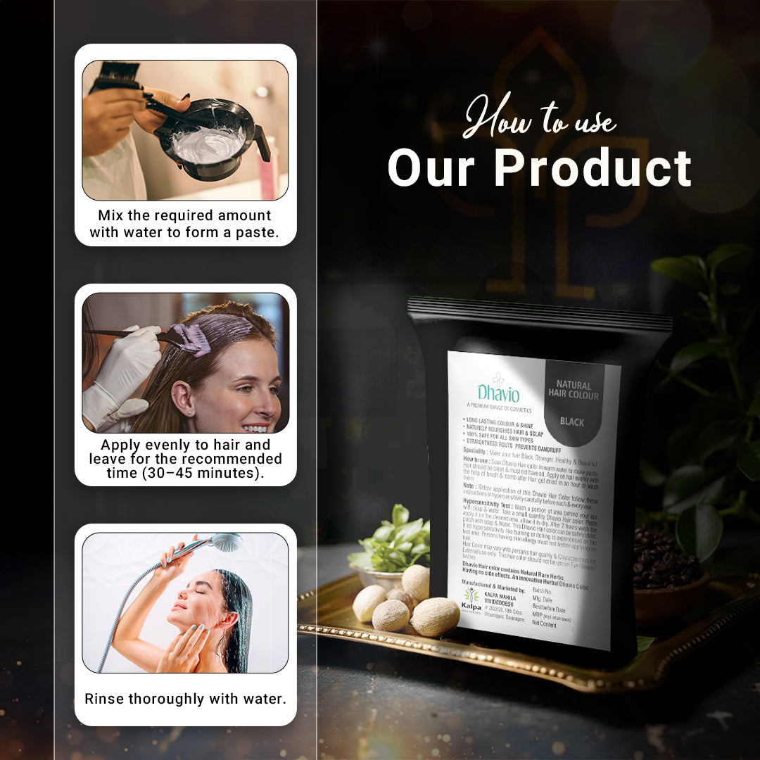 Black Hair Colour with Reetha & Orange Peel for Glossy Jet Black Finish – 40g