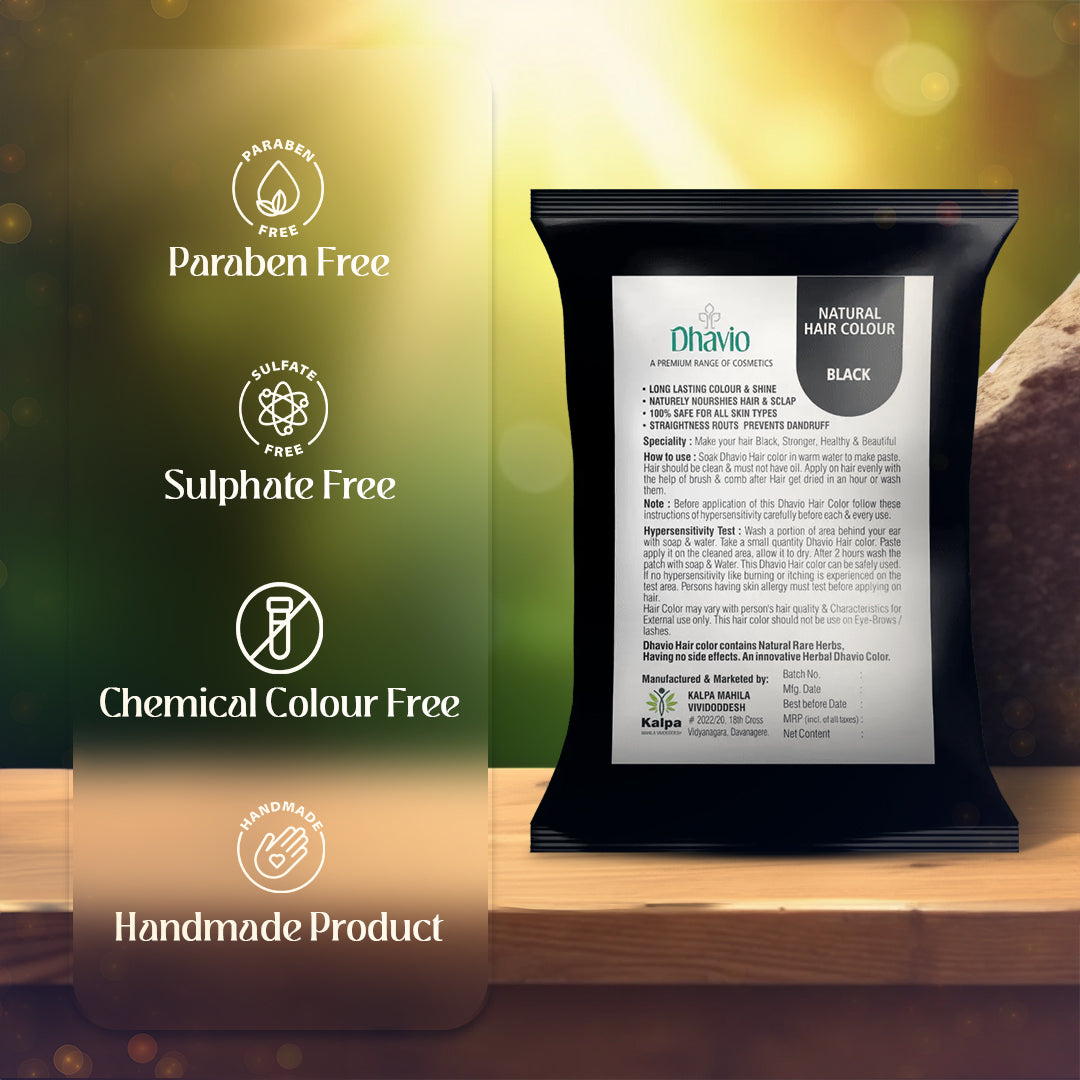 Black Hair Colour with Reetha & Orange Peel for Glossy Jet Black Finish – 40g