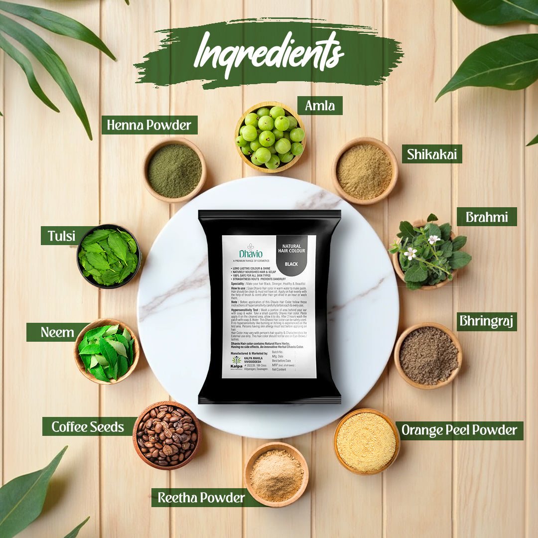 Black Hair Colour with Reetha & Orange Peel for Glossy Jet Black Finish – 40g