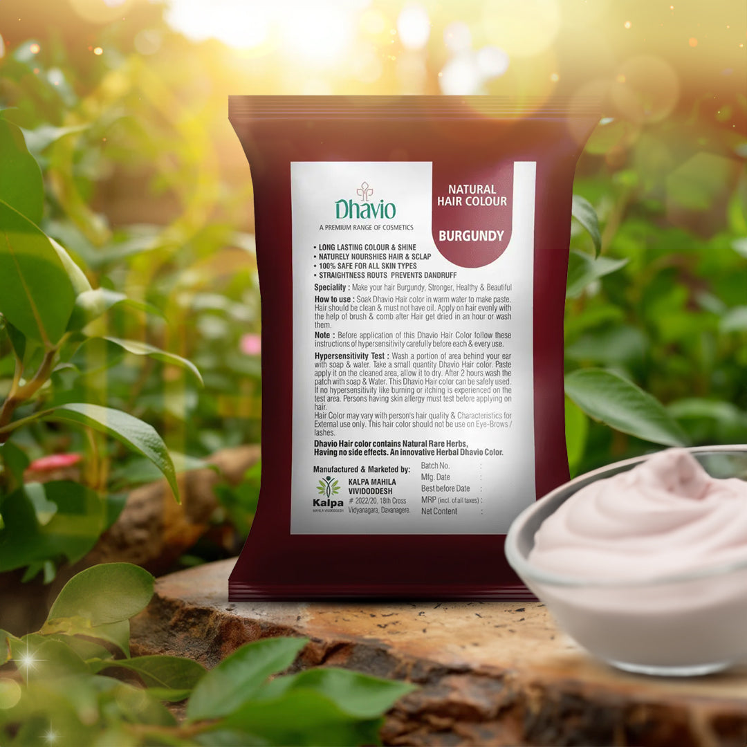 Dhavio natural burgundy hair dye pack