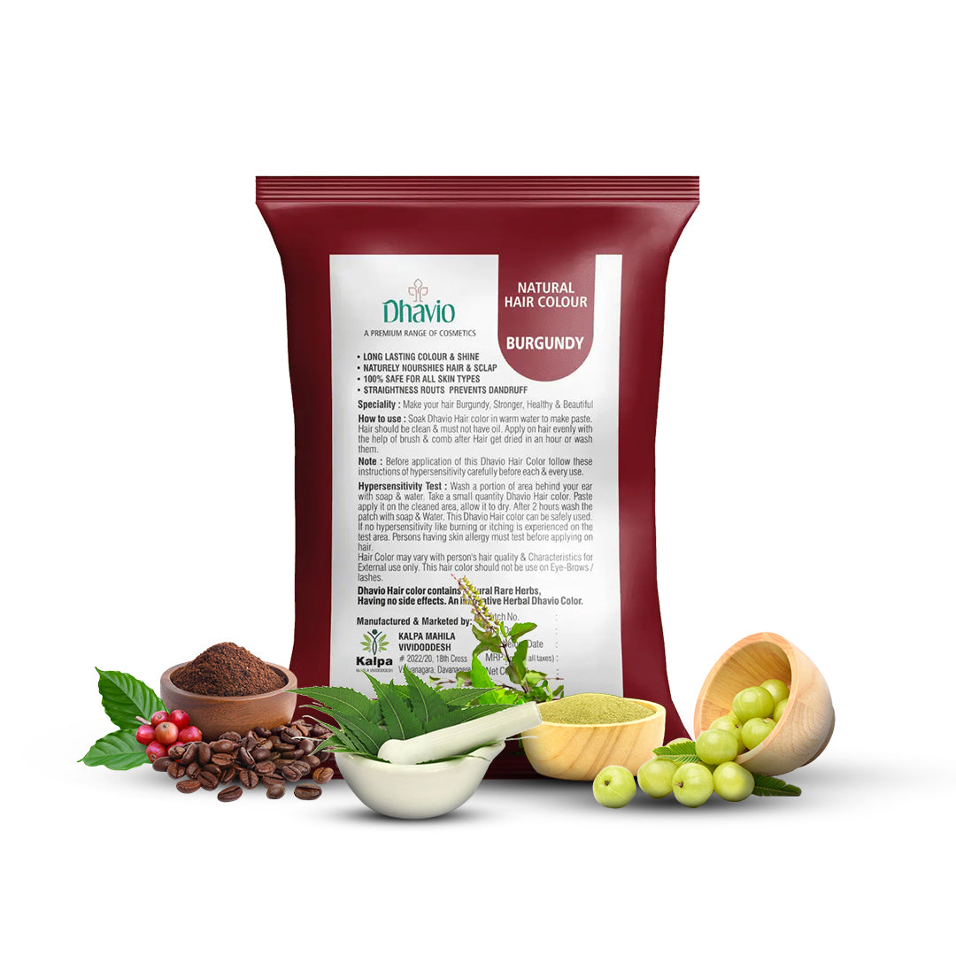 Burgundy Hair Colour with Henna & Coffee for Long-Lasting Vibrant Shade – 25g