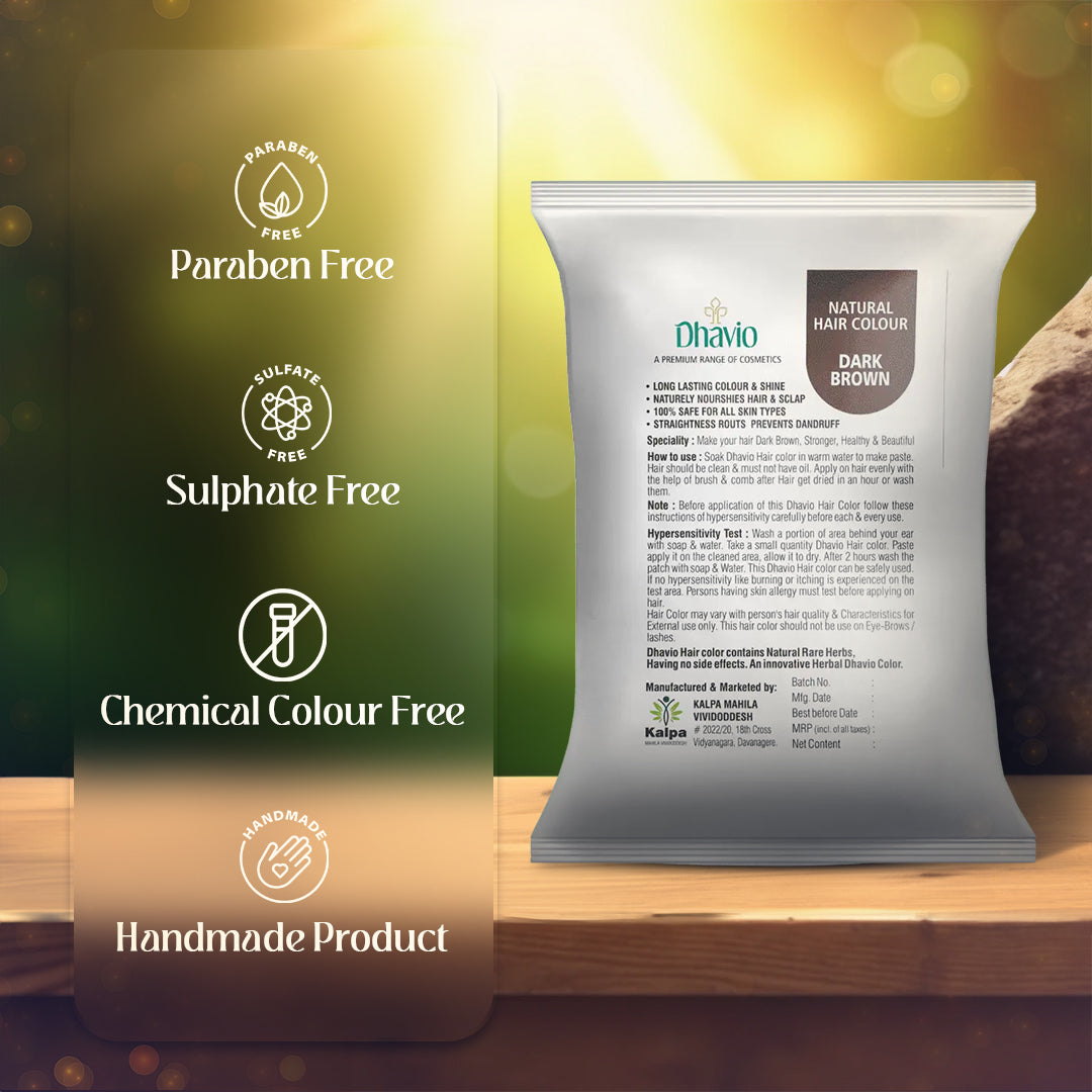 Dark Brown Hair Colour with Neem & Tulsi for Deep Intense Coverage – 25g