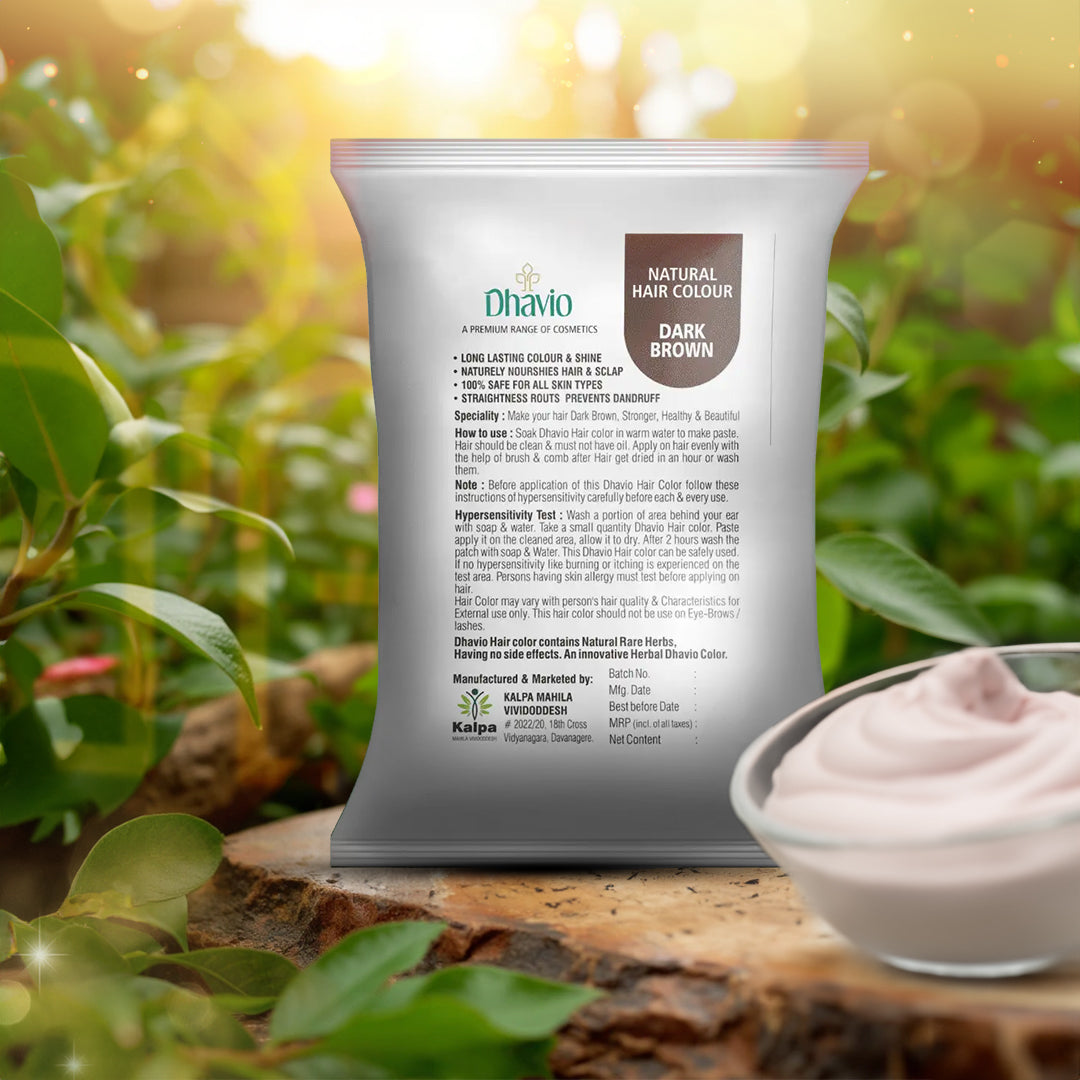 Dhavio natural dark brown hair dye pack