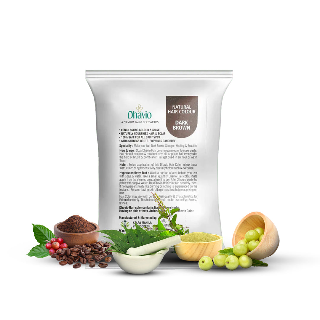 Dark Brown Hair Colour with Neem & Tulsi for Deep Intense Coverage – 25g