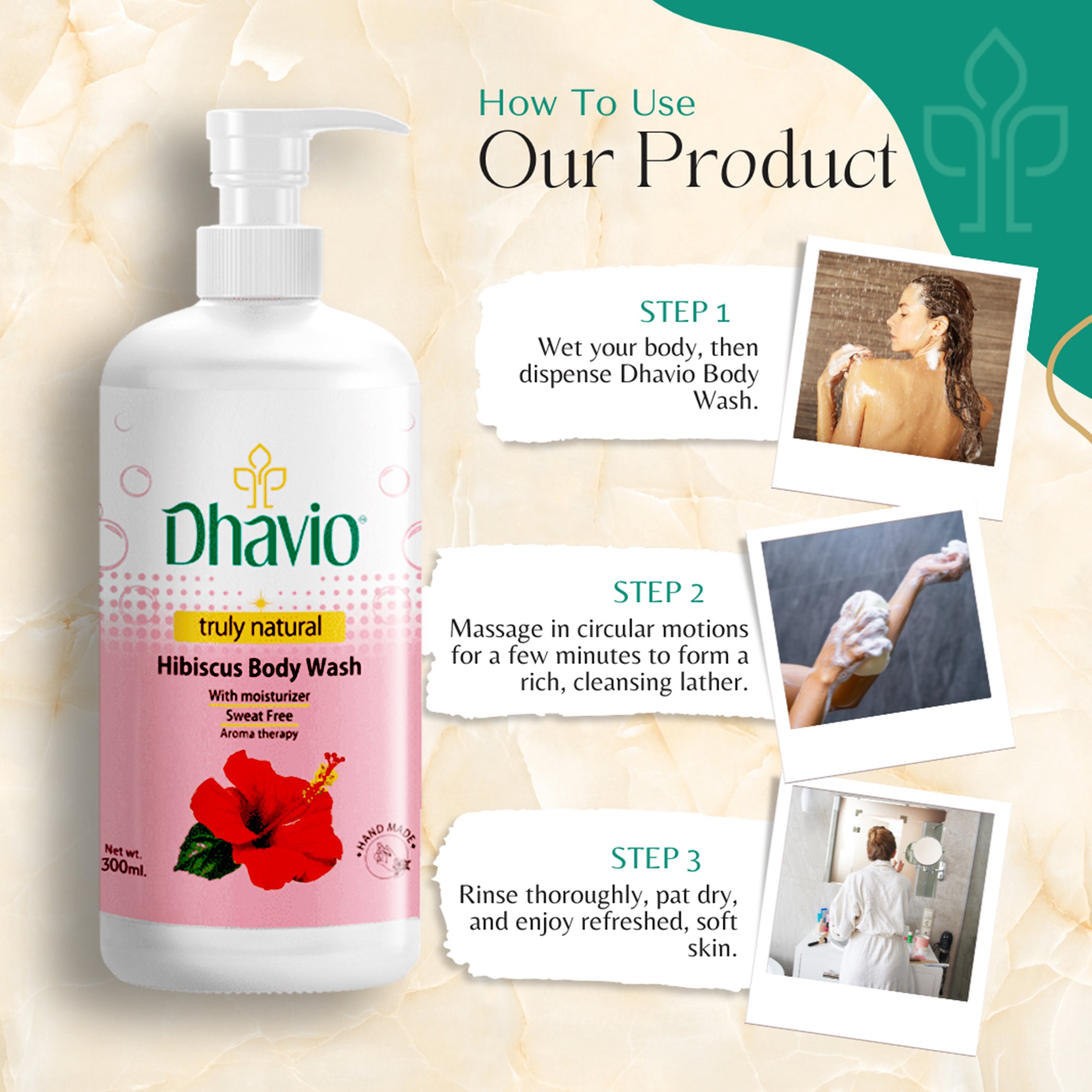 Hibiscus Body Wash with Hibiscus Extract & Vitamin C for Glowing Skin – 300ml