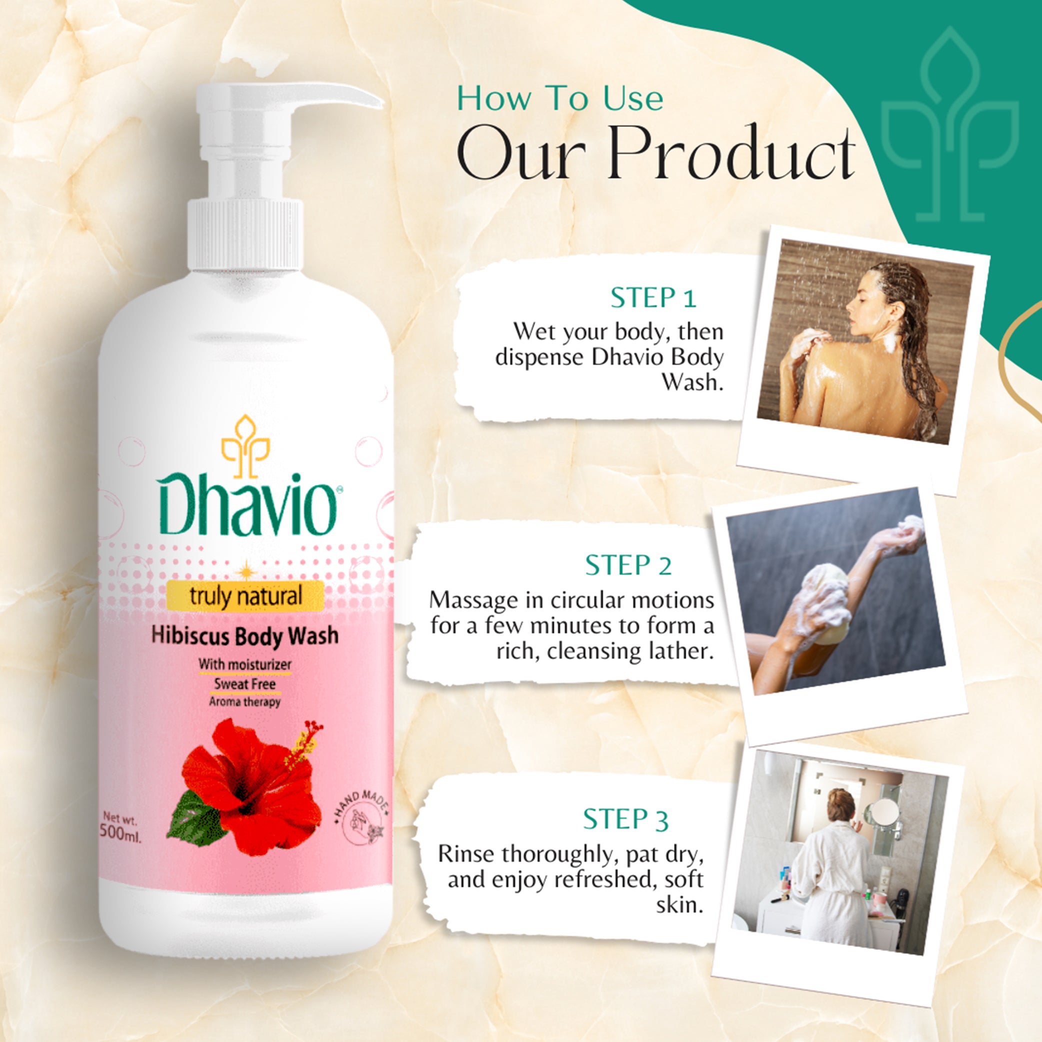 Hibiscus Body Wash with Hibiscus Extract & Vitamin C for Sweat-Free Skin – 500ml