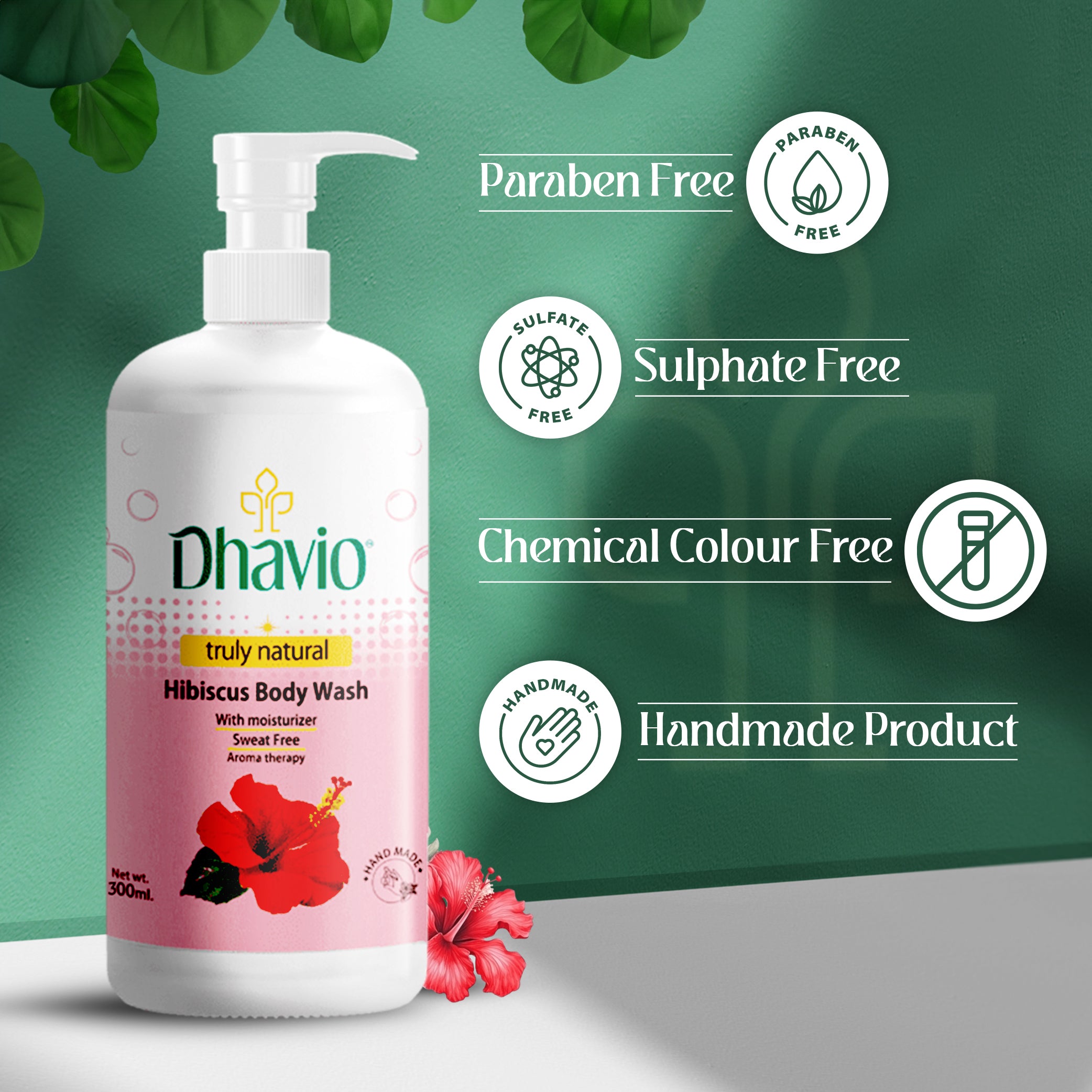 Hibiscus Body Wash with Hibiscus Extract & Vitamin C for Glowing Skin – 300ml