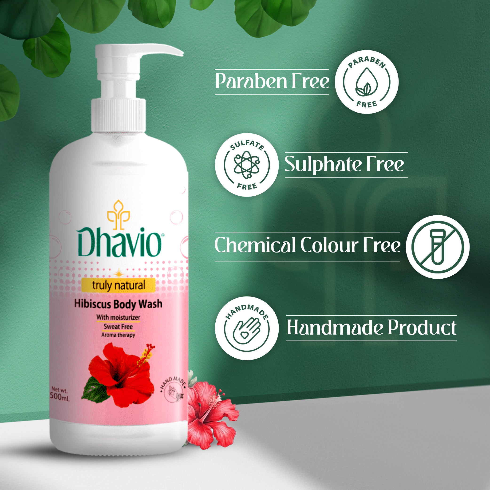 Hibiscus Body Wash with Hibiscus Extract & Vitamin C for Sweat-Free Skin – 500ml