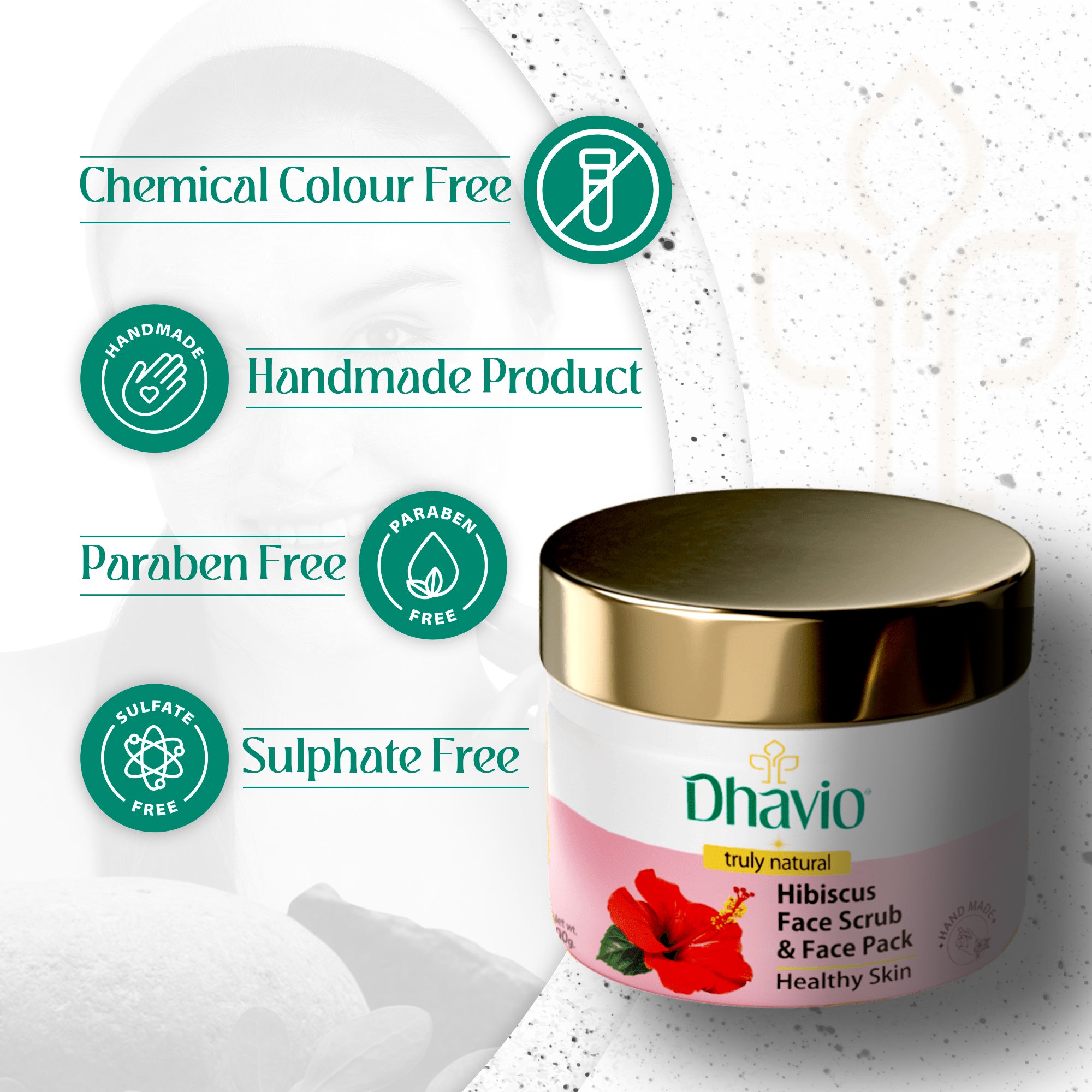 Hibiscus Face Scrub with Hibiscus & Turmeric for Skin Brightening – 100g