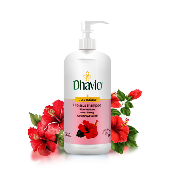 Dhavio Hibiscus Shampoo 500 ml bottle on white background