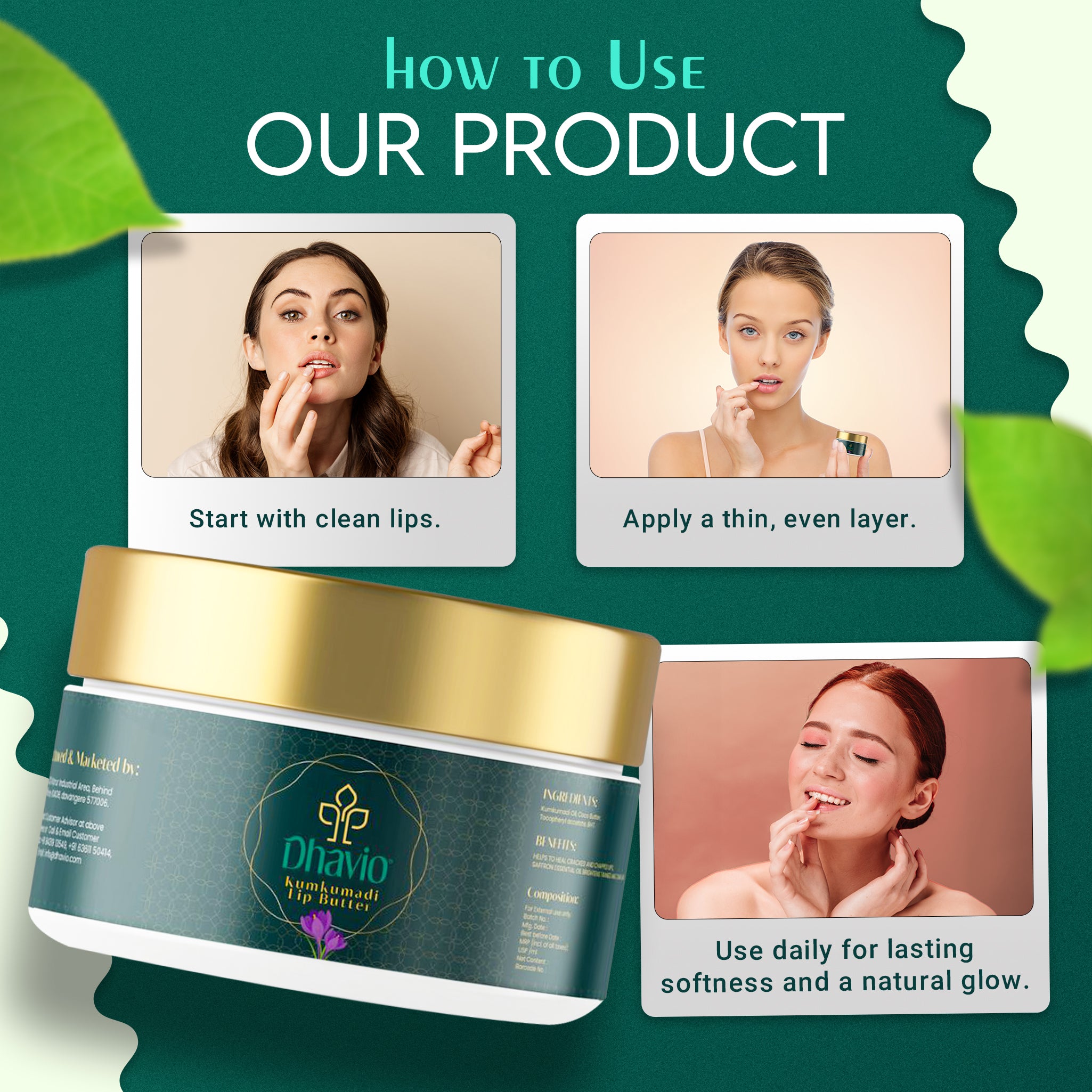 Kumkumadi Lip Butter with Saffron & Almond Oil for Lip Nourishment – 8g