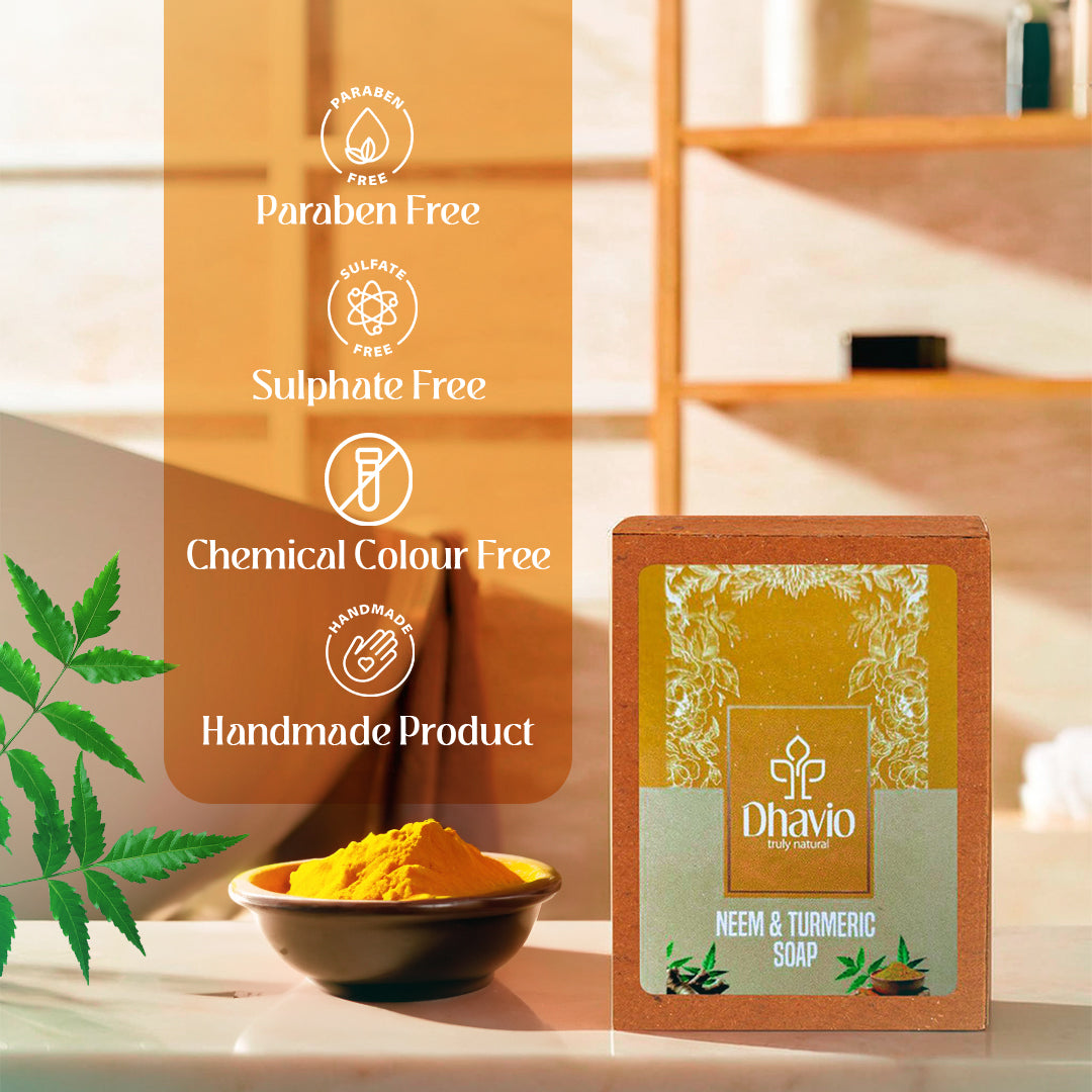 Neem & Turmeric Soap with Neem Oil & Turmeric for Antibacterial Care – 100g