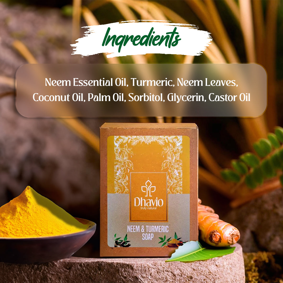 Neem & Turmeric Soap with Neem Oil & Turmeric for Antibacterial Care – 100g