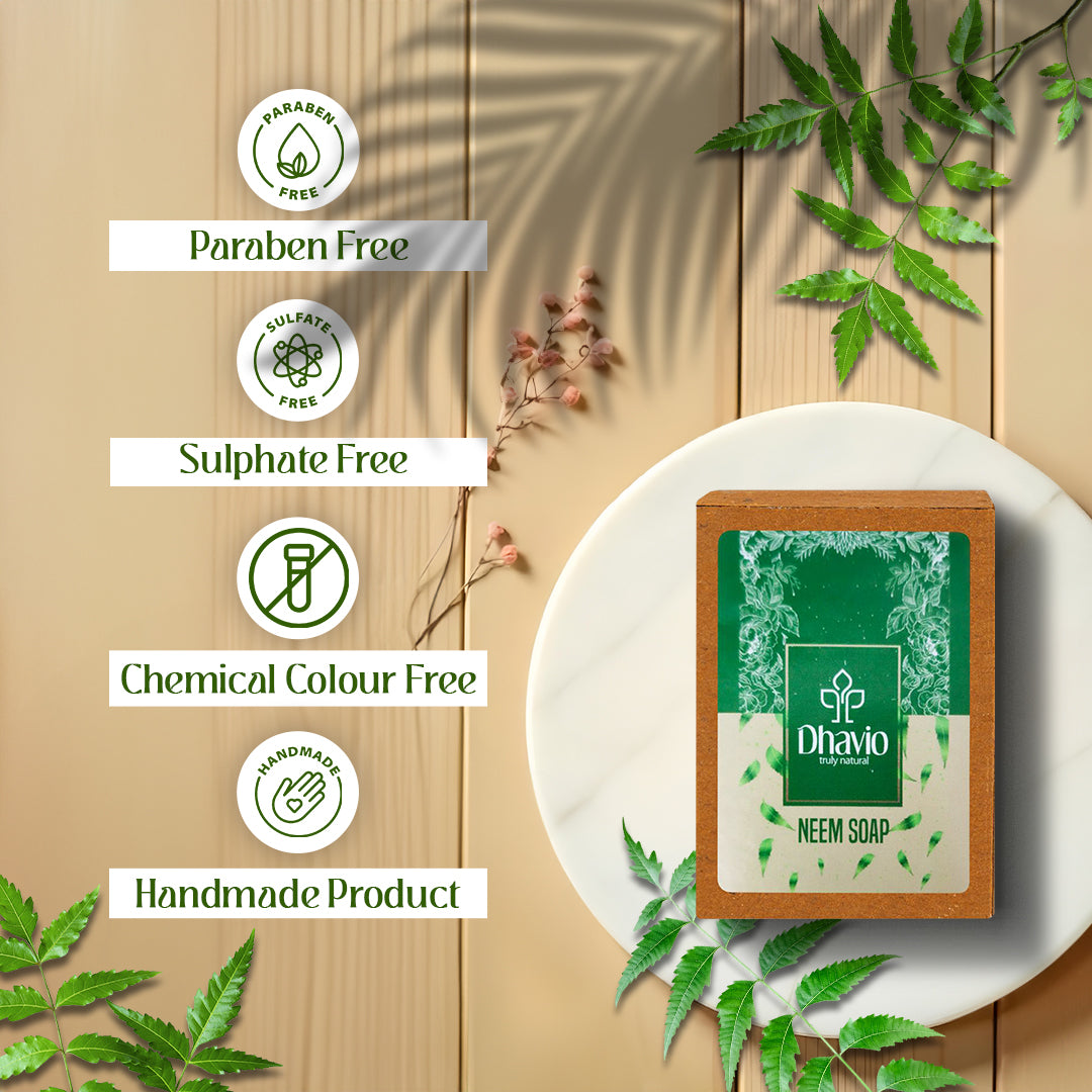 Neem Soap with Neem Oil & Leaves for Oily Skin Purification – 100g
