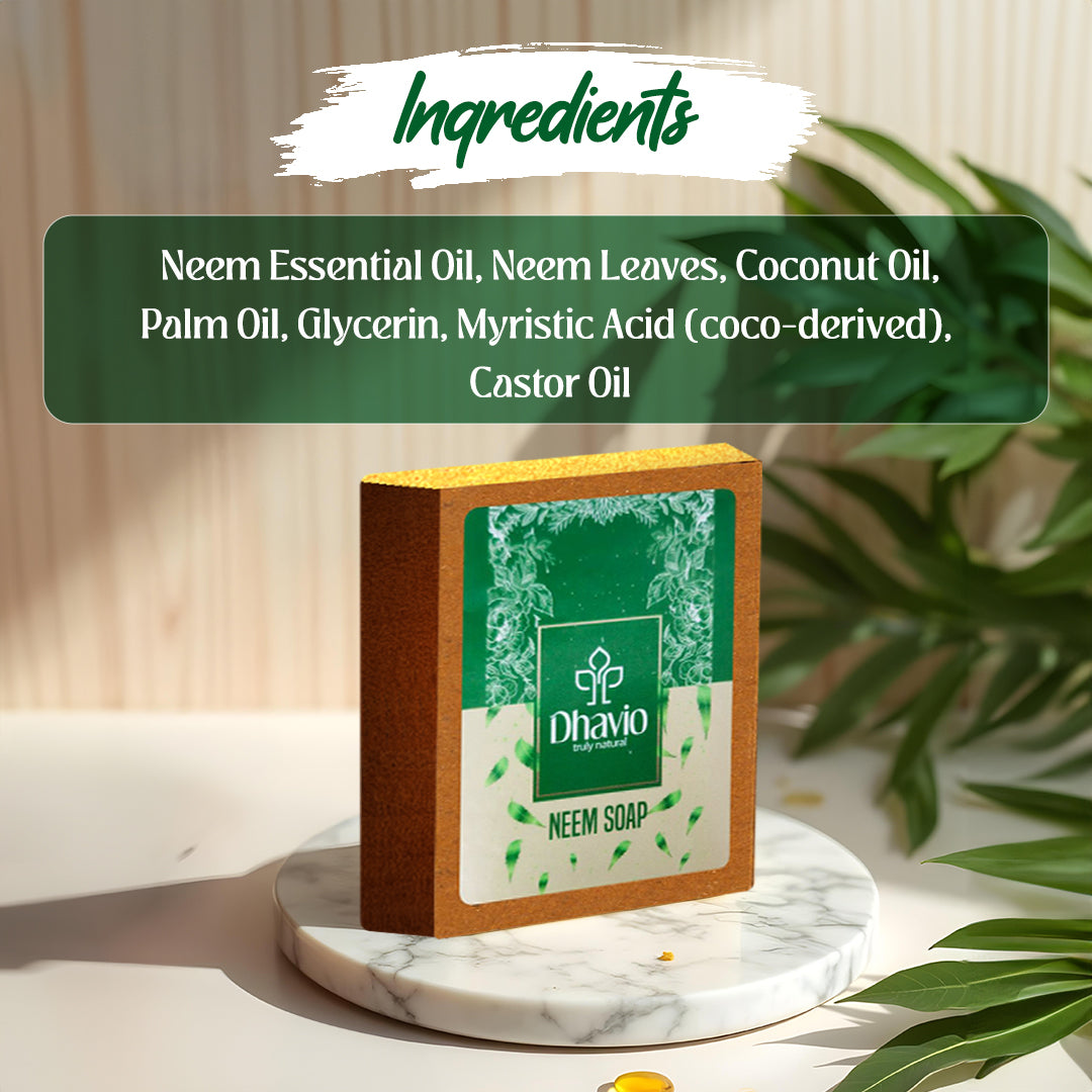 Neem Soap with Neem Oil & Leaves for Oily Skin Purification – 100g