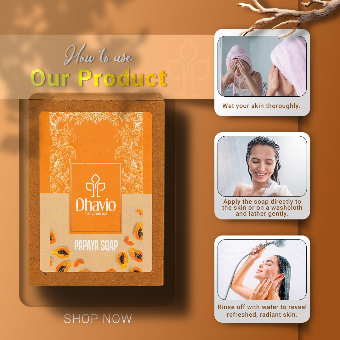 Papaya Soap with Papaya Extract for Exfoliating Bright Skin – 100g