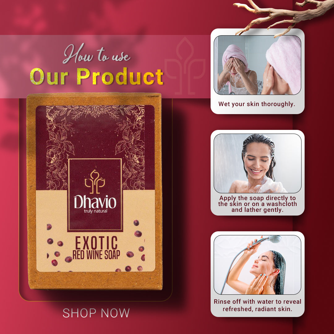 Red Wine Soap with Red Wine Extract & Pomegranate for Radiant Skin – 100g