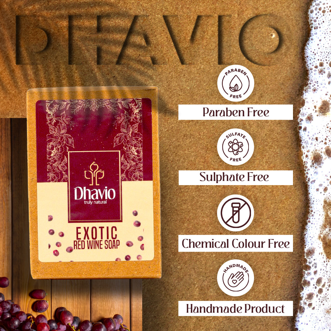 Red Wine Soap with Red Wine Extract & Pomegranate for Radiant Skin – 100g