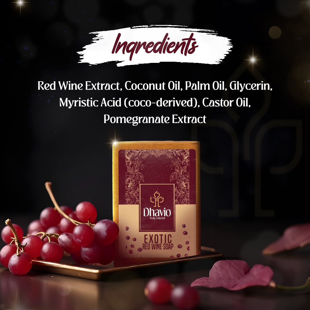 Red Wine Soap with Red Wine Extract & Pomegranate for Radiant Skin – 100g