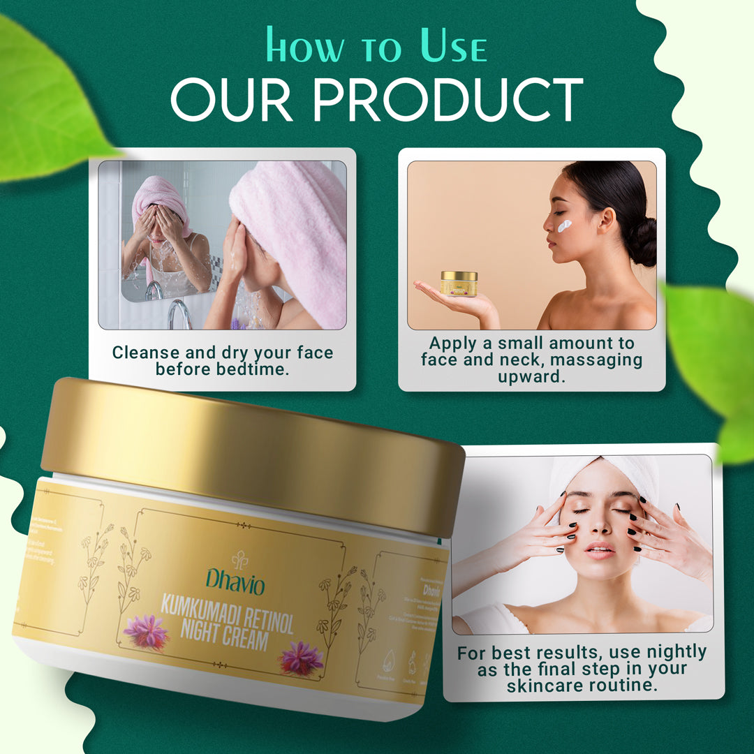 Kumkumadi Retinol Night Cream with Saffron & Retinol for Fine Line Reduction – 50g