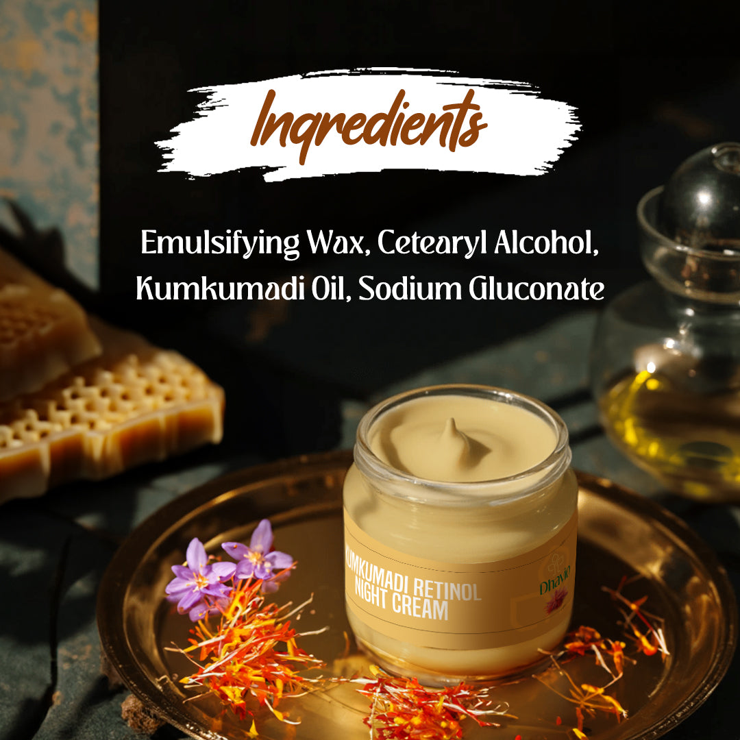 Kumkumadi Retinol Night Cream with Saffron & Retinol for Skin Brightness – 20g