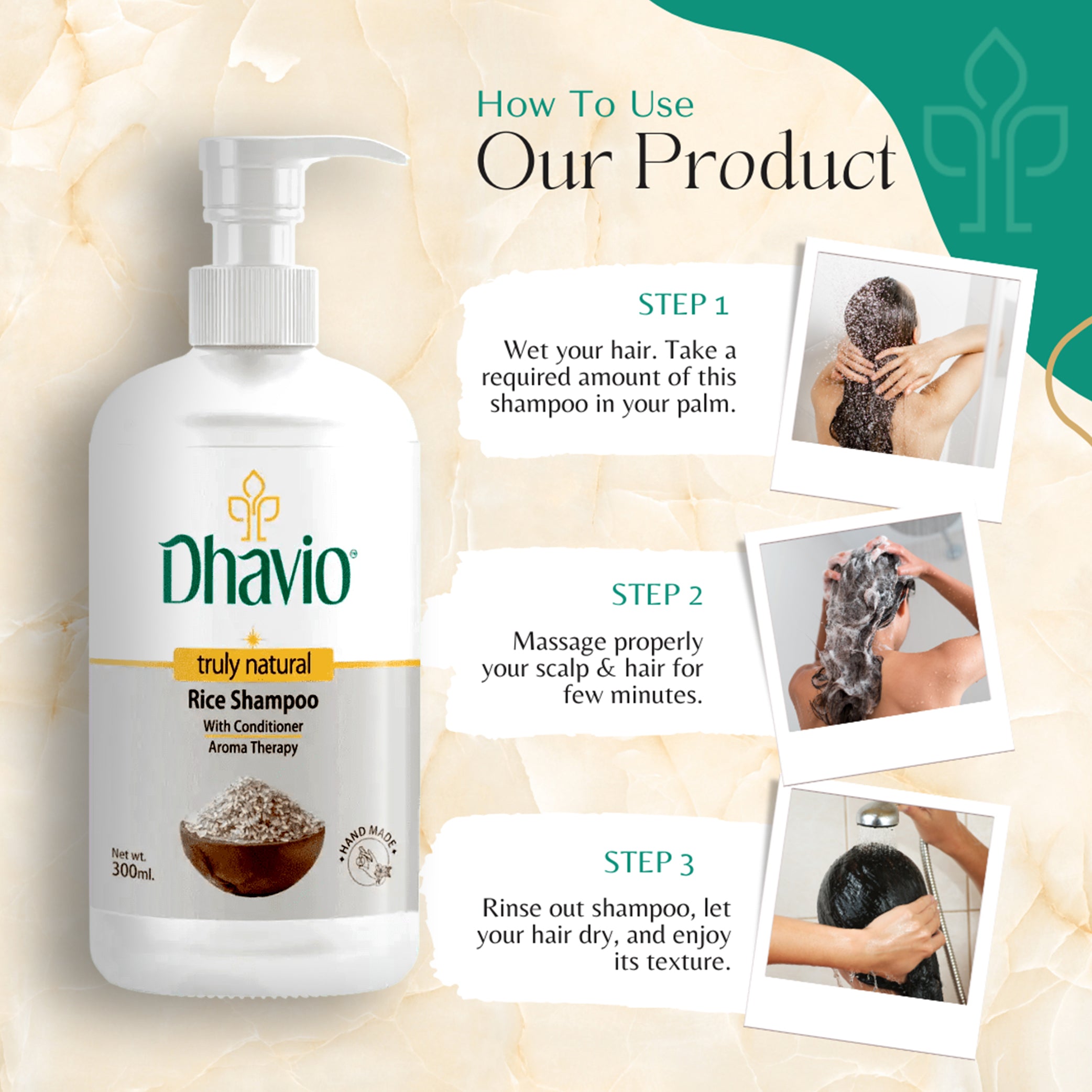 Rice Shampoo with Rice Starch & Vitamin E for Hair Thickness – 300ml