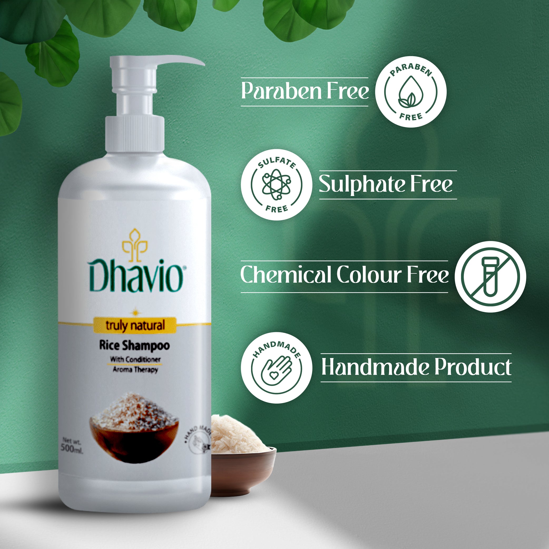 Rice Shampoo with Rice Starch & Vitamin E for Strengthening Hair – 500ml