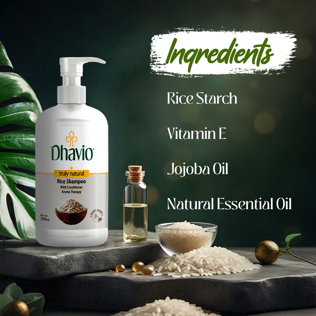 Rice Shampoo with Rice Starch & Vitamin E for Hair Thickness – 300ml