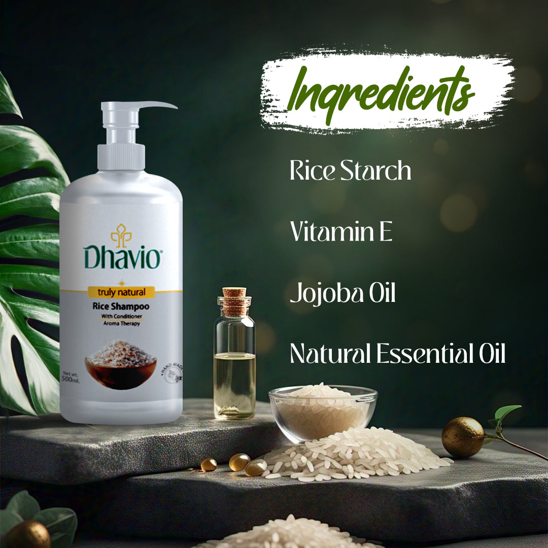Rice Shampoo with Rice Starch & Vitamin E for Strengthening Hair – 500ml