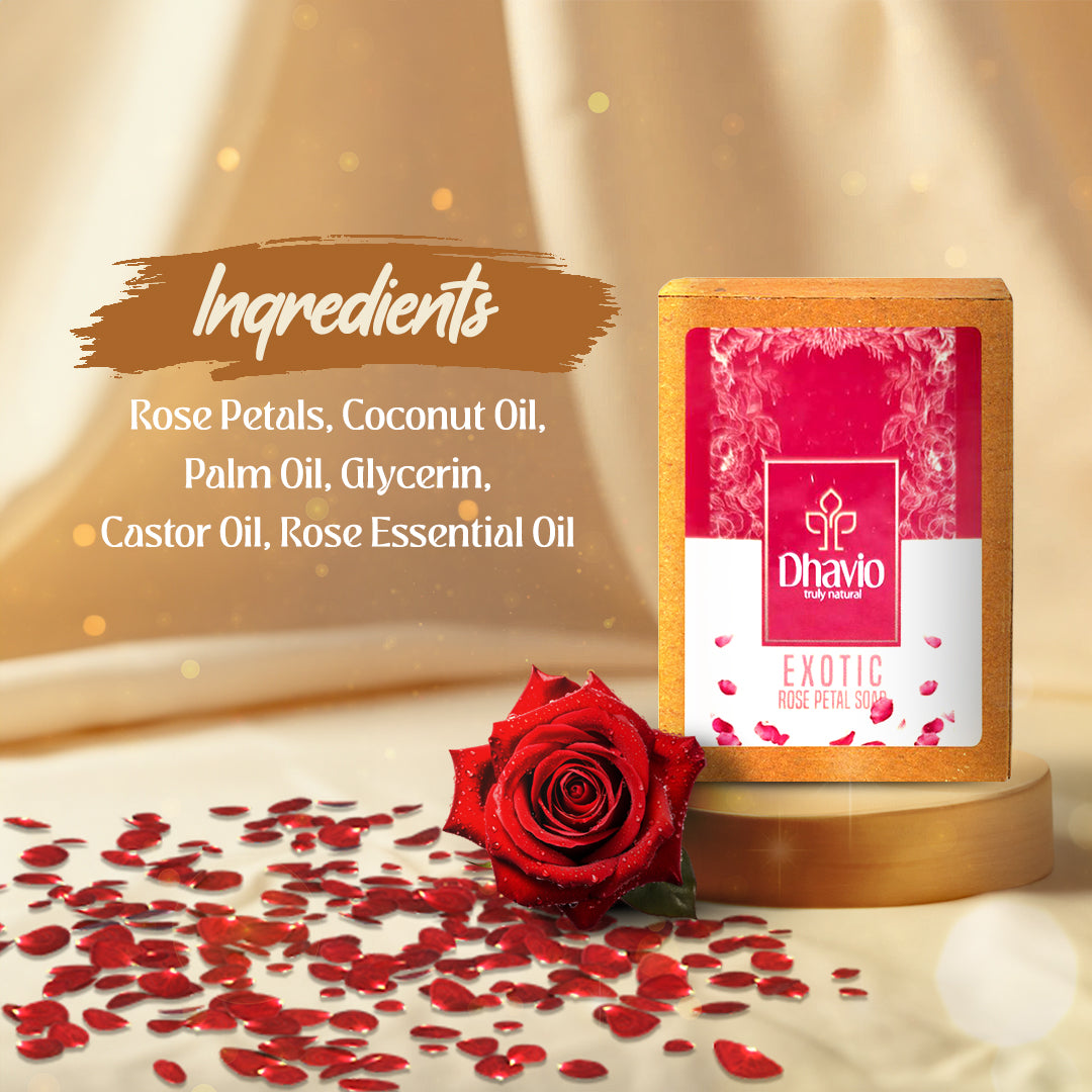 Rose Petal Soap with Rose Oil & Petals for Hydrating Skin – 100g