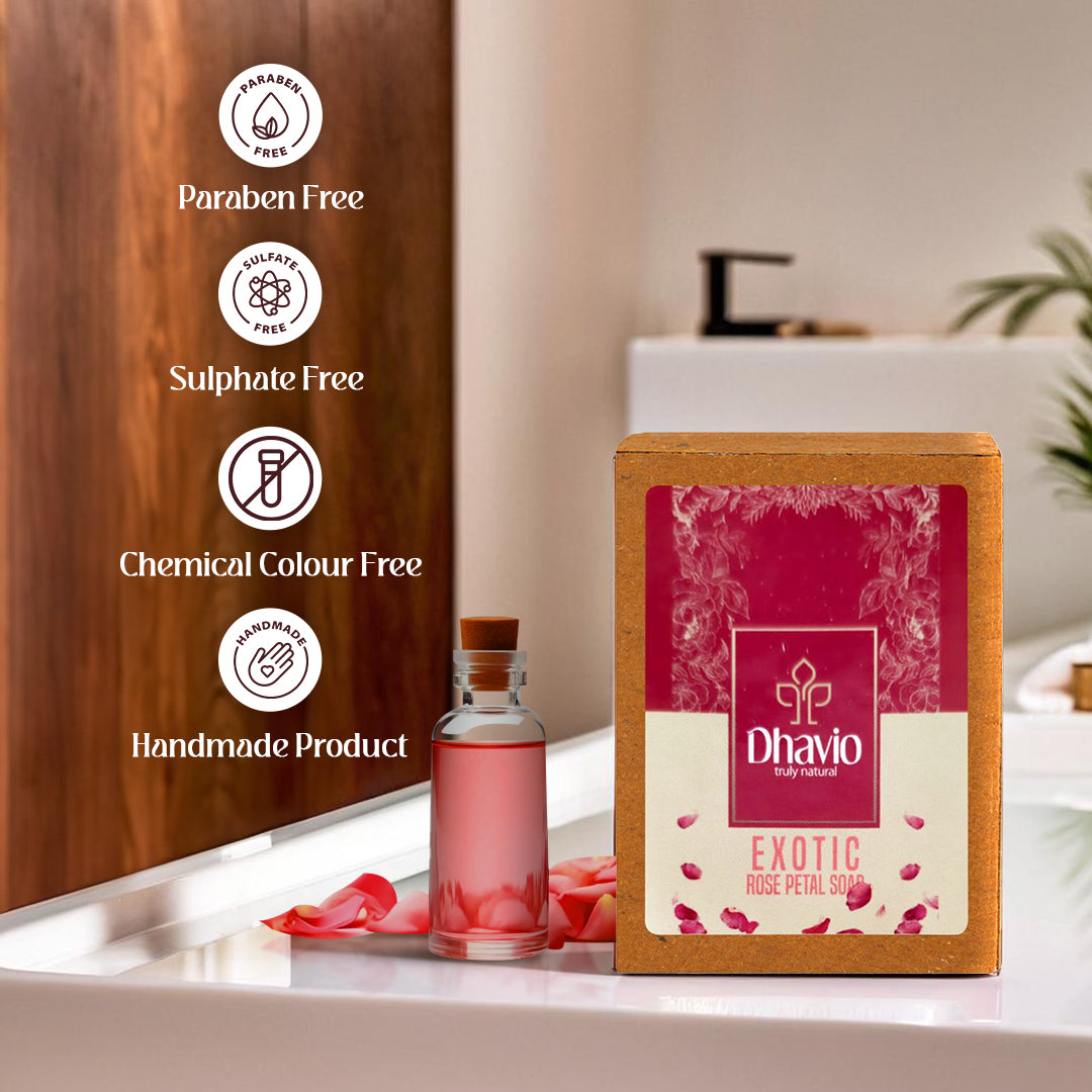 Rose Petal Soap with Rose Oil & Petals for Hydrating Skin – 100g